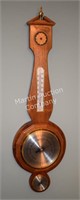 (D) Walnut Inlaid Banjo Barometer - 30.5" long