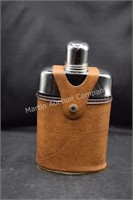 (S1) Glass Flask w/ Leather Sleeve