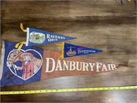 Two vintage felt pennants Danbury, Ravenna,