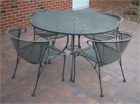 (O) Black Wrought Iron Patio Table w/ 4 Chairs