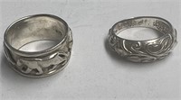 Two Interesting 925 Silver Rings About Size 6 1/2