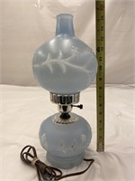 Vintage Blue Hurricane Lamp, Electric- Untested