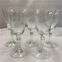 Etched Cordial Glasses, Set of 5