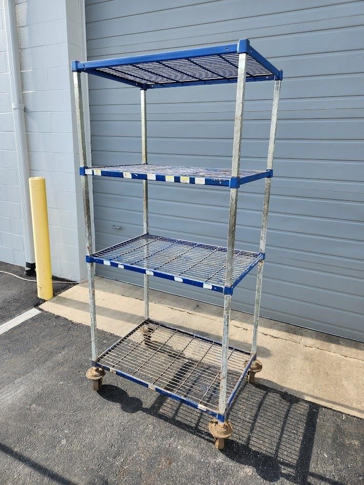 Blue 4 Tier Shelving on Casters