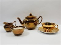 Gold Gray's Pottery Teapot Creamer Winton Tea Cup