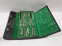 Antique Drafting Tools in Leather Case