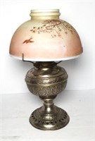 Brass Oil Lamp with Frosted Glass Shade