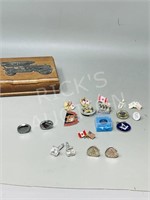 trinket box w/ cufflinks & collectors pins