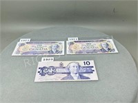 1971 & 1989 Canadian $10.00 bills