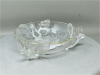 vintage glass bowl w/ bird accents - 8"