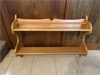 Wood double shelf with rod across top