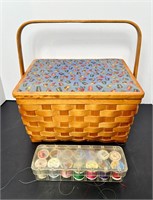 VTG SEWING BASKET WITH CONTENTS