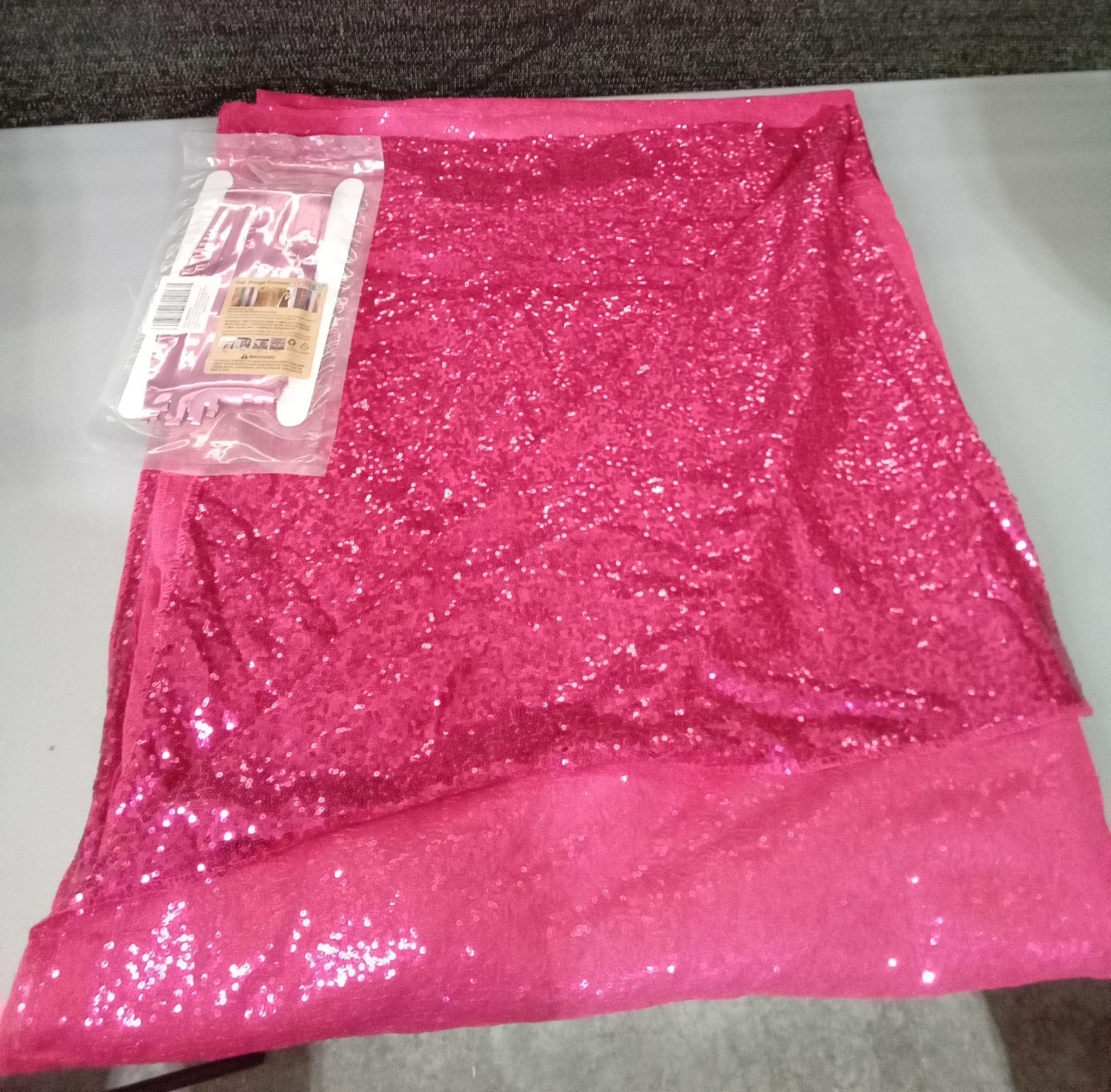 Pink Sequin Backdrop & Foil Fringe