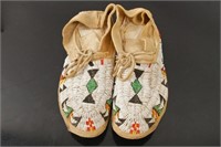 Pair of Antique beaded Plains Indian moccasins