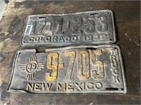 (2) 1932 NEW MEXICO & 1939COLORDO PLATES