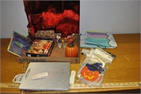 flat of gift baskets, halloween bags, ornaments