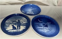 3 Blue & White Royal Copenhagen Plates