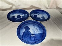 3 Blue & White Royal Copenhagen Plates