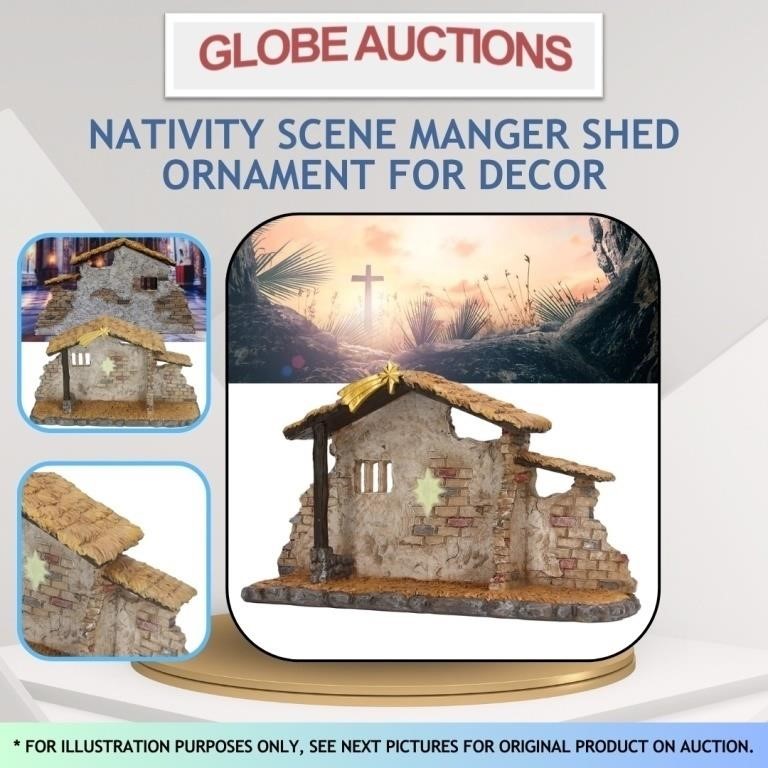 NATIVITY SCENE MANGER SHED ORNAMENT FOR DECOR