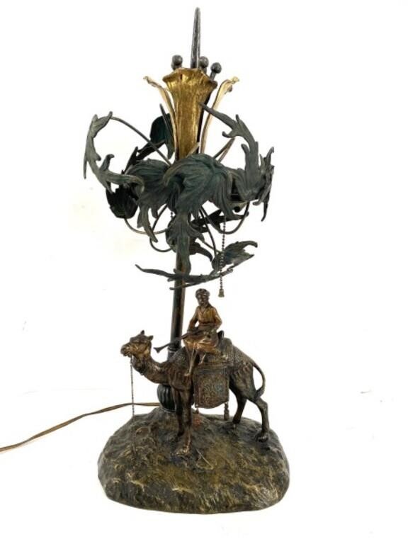 Franz Bergman Vienna Figural bronze lamp