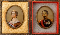 Oval Miniature portraits of Napoleon and Eugenie