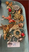 Vintage costume jewelry pin lot