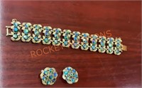 Vintage costume jewelry bracelet and earring set