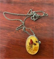Vintage Mexican silver pendant necklace