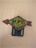 Vintage MPK license plate topper