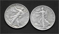 (2) Walking Liberty Silver Half Dols., 1936-1941D