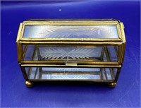 Vintage Glass/Brass Trinket Box