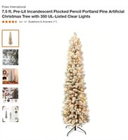 Puleo 7.5' Flocked Pre-Lit Artificial Tree