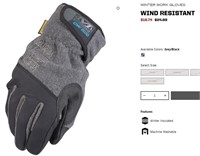 1 Case of Mechanix Wind Resistant Gloves-Large