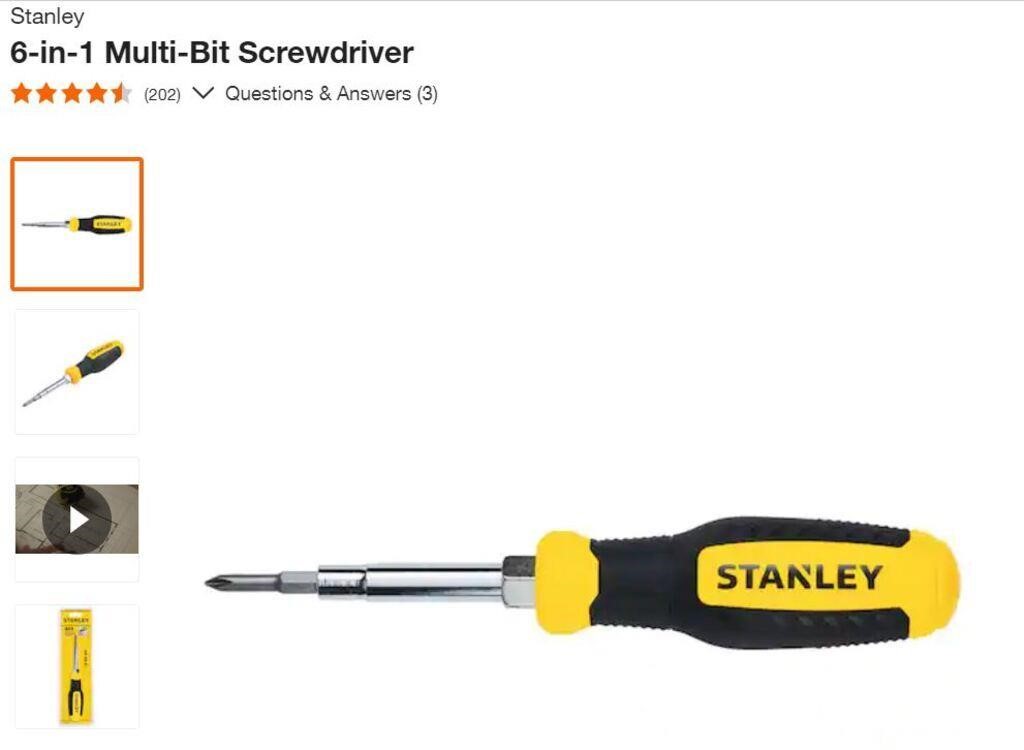 Lot of 6 Stanley 6-Way Screwdrivers