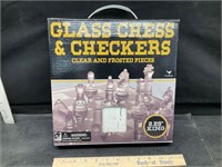 Glass chess and checkers set