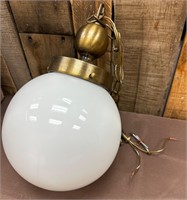 Antique Brass Pendant light white  round globe