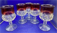 Indiana Kings Crown Cranberry Goblet -set of 5