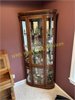 Corner Curved Glass Curio Cabinet - 76" Tall,