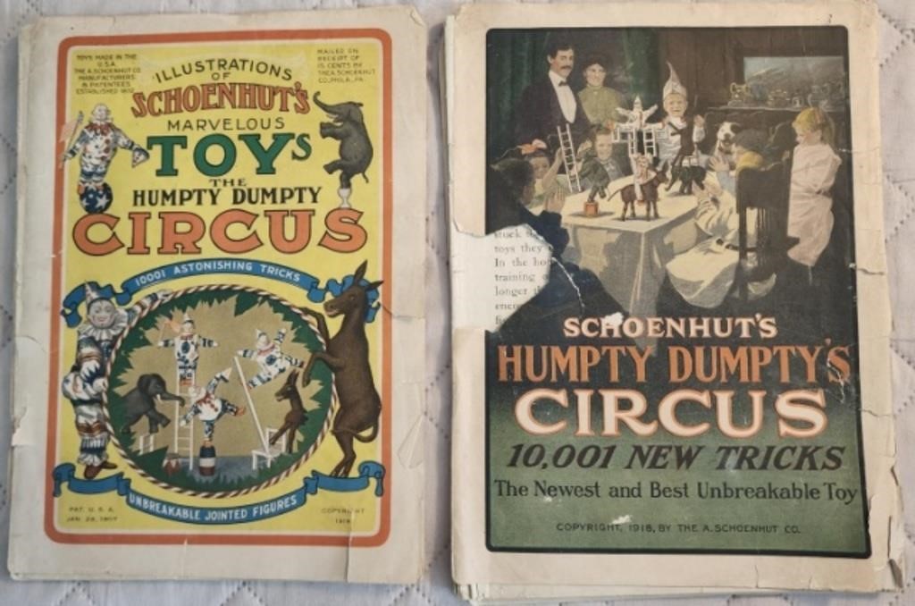 2 Antique "Schoenhut Humpty Dumpty Circus" Catalog