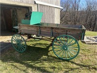 Heavy Duty Horse Drawn Covered Wagon Wooden Frame