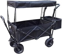 Folding Garden Cart with Canopy - Black
