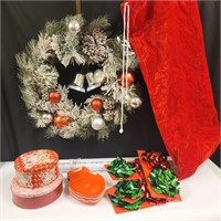 Holiday Wreath, Tins, Trays, Bows, Bag