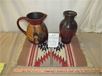 Ceramic Pitcher & Vase / Woven Wool Accent Mat