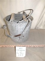 Vintage Galvanized Metal Mop Squeeze Bucket