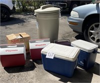 Coolers and Trash Can (Some Like New)