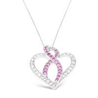 14k Gold 1.07ct Diamond & Pink Sapphire Necklace