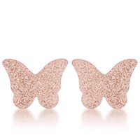 Minimalist Rose Goldpl. Butterfly Stud Earrings