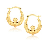 10k Gold Claddagh Hoop Earrings