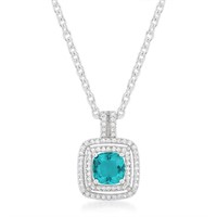 Cushion 2.40ct Aquamarine & White Topaz Necklace