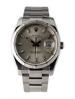 Rolex Date Watch Automatic Silver Dial 34mm